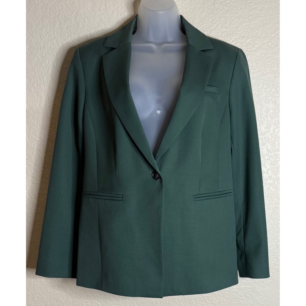 Pendleton Womens 10P Blazer Green 100% Virgin Wool Single Button Career Academia